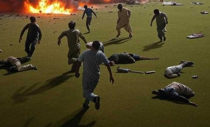 Horrible explosion in the stadium during a cricket match in Pakistan! Many injured-(AI-photo)