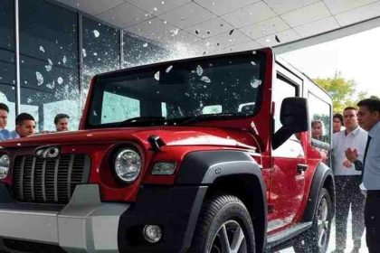 Viral Video: Woman throws Thar worth Rs 27 lakh down from the first floor of showroom